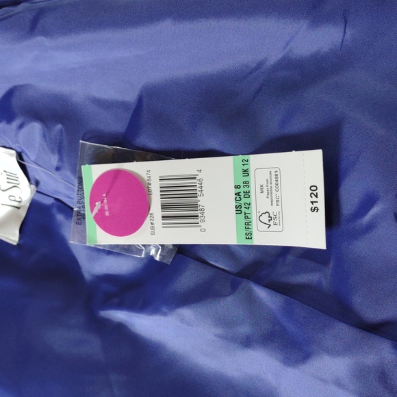 NWT Le Suit Elegant Purple/Merino Blue Blazer & Skirt Suit - Size 8 - Picture 10 of 15